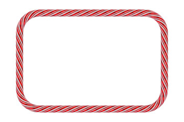 Frame from candy cane on white background. Isolated 3D illustration