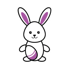 Obraz premium Cute easter bunny cartoon holding egg coloring page festive vector design with white background 