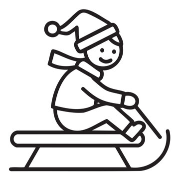 child sledding winter hat scarf clip art preview