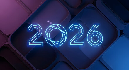 neon 2026 text on a futuristic background