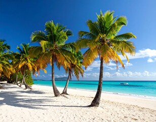 Tropical beach scene with palm trees (1)