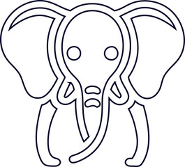 Editable elephant head outline vector design for t-shirt designs and eco-friendly branding.