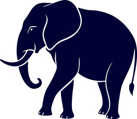 Flat elephant vector icon with silhouette design, great for educational or print materials.