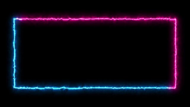 Neon rectangle in pink and blue hues, great for backgrounds, graphic design elements, or advertising concepts with a modern touch. 4k video