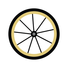 Fototapeta premium Simple bicycle wheel minimal abstract sports vector design clean icon with white background 