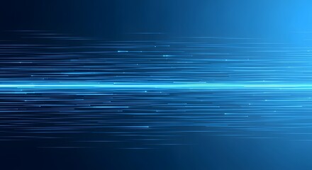 Abstract blue light streaks and particles moving fast across a dark background, representing speed, technology, and data transfer