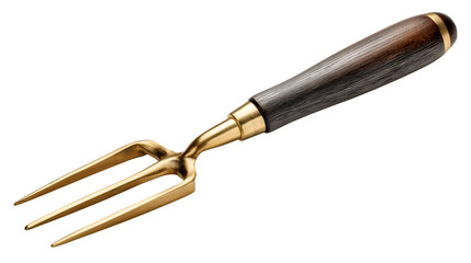 Obraz premium Golden garden fork isolated on transparent background