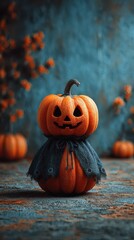 Pumpkin figure with a cape for Halloween