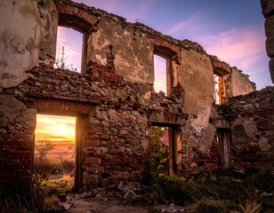 Sunsets through crumbling walls
