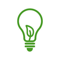 Save energy icon. Green light bulb symbolizing sustainable energy and eco-friendly solutions for a brighter future. Energy icon. Stock Vector