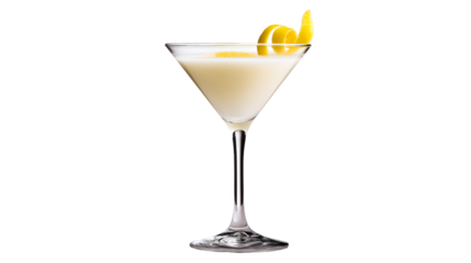 Lemon drop martini isolated on transparent background