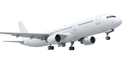 Modern commercial airliner in flight showing intricate details and design