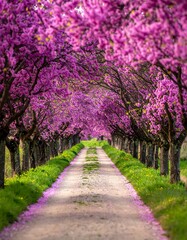 Spring blossoms line a lane
