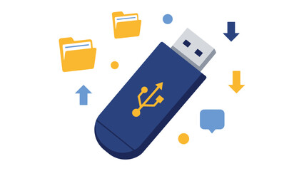 Usb flash drive symbol for data storage and transfer workflow