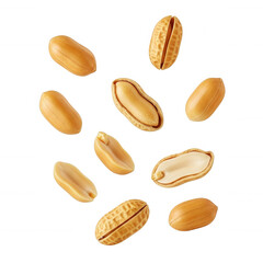 Obraz premium Scattered peanuts floating against a dark background isolated on a transparent background food snack