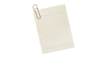 A single piece of light-colored paper held by a metallic clip with a dark backdrop