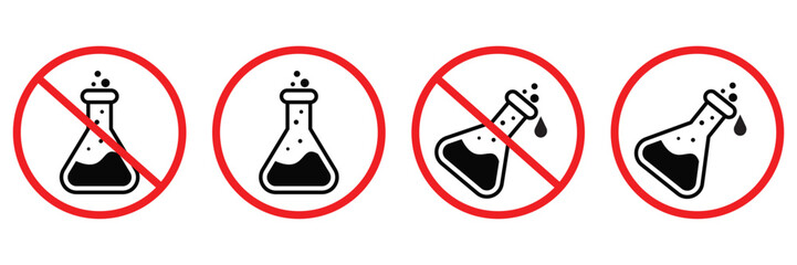 Chemical Free Prohibited Signs Vector Set – No Additives, Toxic, or Preservatives
 Safety Symbols Collection