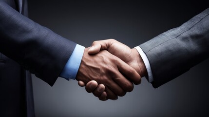 Obraz premium Two professionals in formal attire shaking hands,