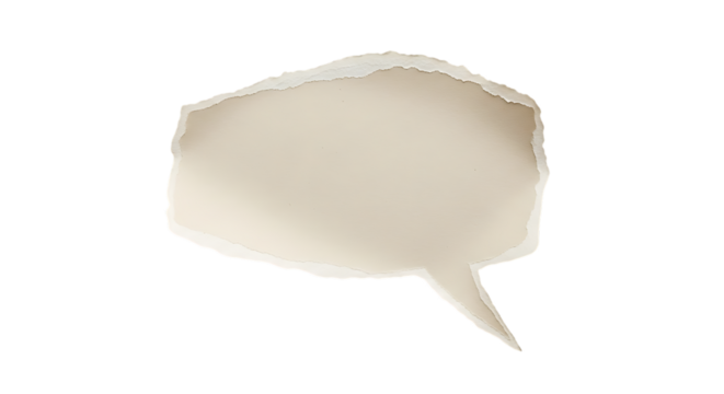 Torn paper speech bubble shape empty message area for communication ideas