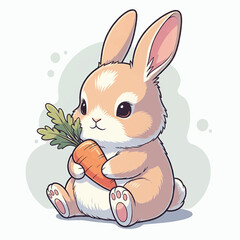 Adorable Bunny with Carrot - Cute Animal Illustration