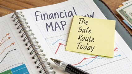 Financial map with a safe route today note