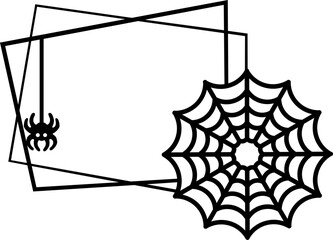 Halloween vector frame with a spider and web