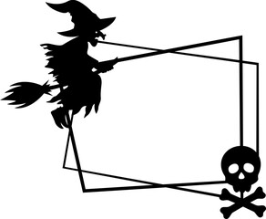 Vector Halloween frame with a black cat