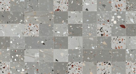 Seamless Terrazzo Tile Pattern, Gray Stone Texture Background