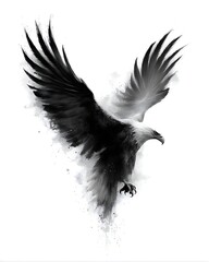 Mighty eagle flying dark feathers high resolution picture