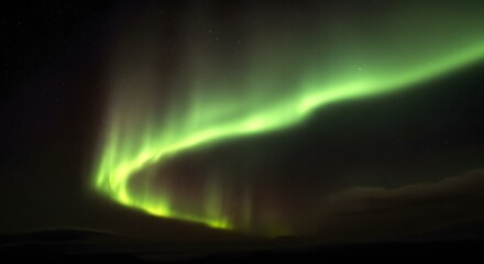 Spectacular Green Aurora Borealis Display in the Night Sky