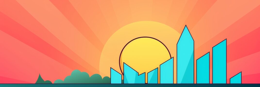 Minimalist diagram illustrating growth trend on a clean background with thin line outline
