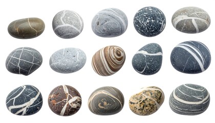 Assorted smooth stones, top-down view