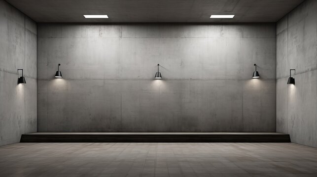 Stylish light gray background for concrete walls and floors in modern minimalist interiors