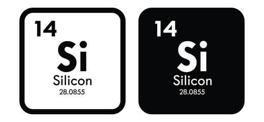 Silicon, Si, chemical periodic element icon. The chemical element of the periodic table. Sign with atomic number. Silicon element