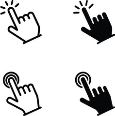 Touch vector icons set.Hand Cursor symbol. black Illustration isolated for graphic and web design 