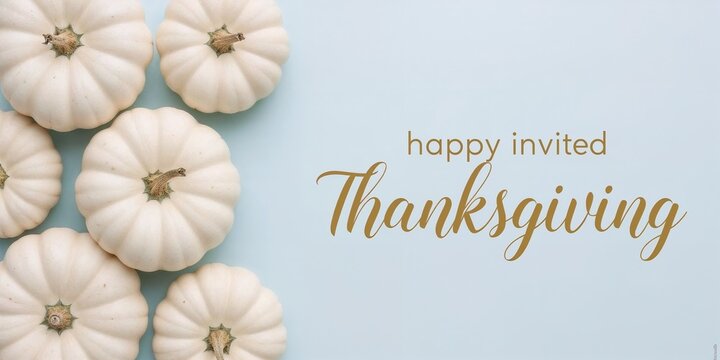 Celebrate Thanksgiving with festive white pumpkins and warm invitations