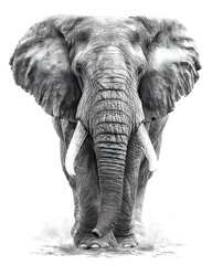 African elephant with tusks detailed sketch picture