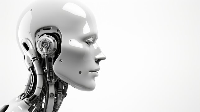 Sleek robotic humanoid design on a simple background emphasizing minimalist aesthetic