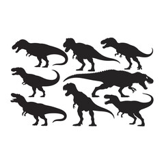 Vector Collection of dinosaur silhouettes isolated on white background