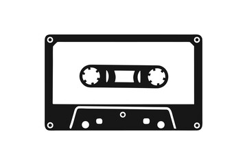 Old music cassette tape icon in flat style, isolated on white background, Retro music audio cassette, vector illustration 