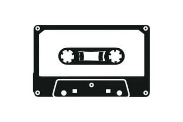 Old music cassette tape icon in flat style, isolated on white background, Retro music audio cassette, vector illustration 
