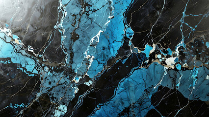 Dark Blue and Black Marble Surface with White Veins – Abstract Natural Stone Texture for Design and Architecture