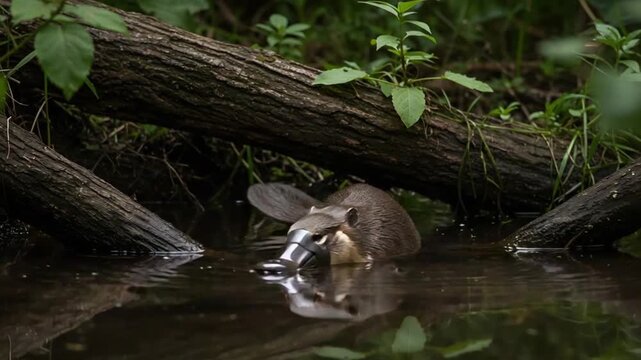 Platypus in Natural Habitat - A Glimpse into Australian Wildlife.