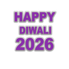 Happy Diwali 2026 Purple Text Greeting on White Background