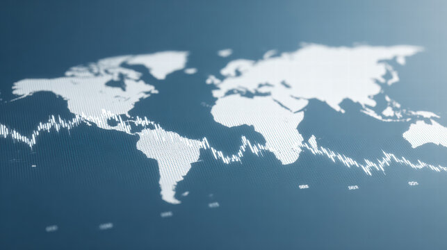 World map, global recession, economic downturn, financial crisis, downward graph, business