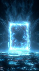 Futuristic Glowing Portal Frame in the Metaverse with Etheric Visuals and Dreamy Aesthetic