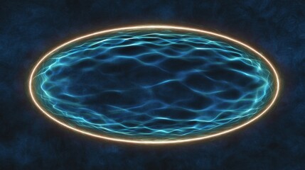 Glowing Blue Ripple Effect with Circular Frame and Reflections on Dark Background