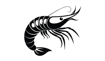 Fototapeta premium Black and white shrimp isolated on white background