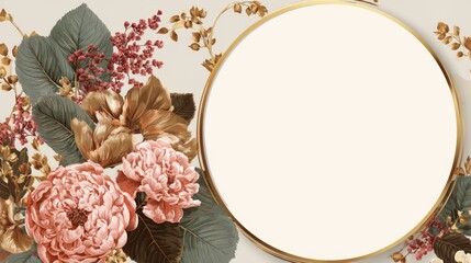 Elegant Floral Design with Golden Border for Invitations or Backgrounds