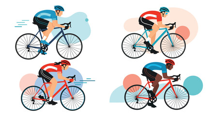 Fototapeta premium Four cyclists racing in a competition event.